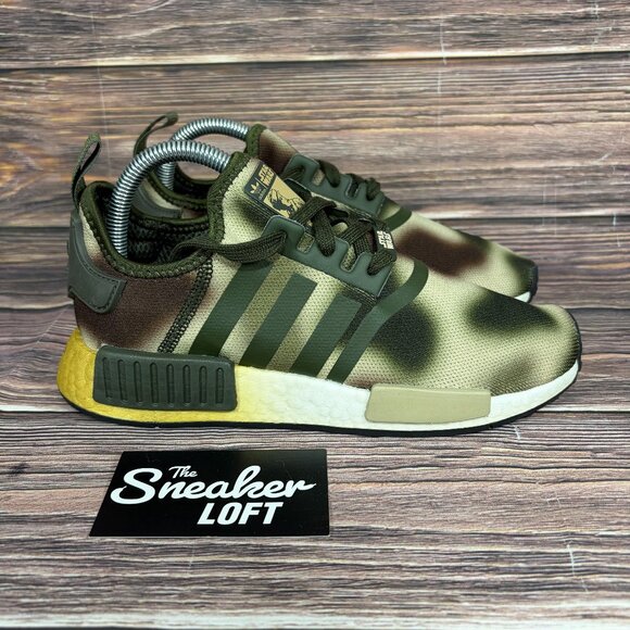Adidas NMD R1 Princess Leia Star Wars Women's Green Camo Athletic Shoes Size 7 - Picture 1 of 8